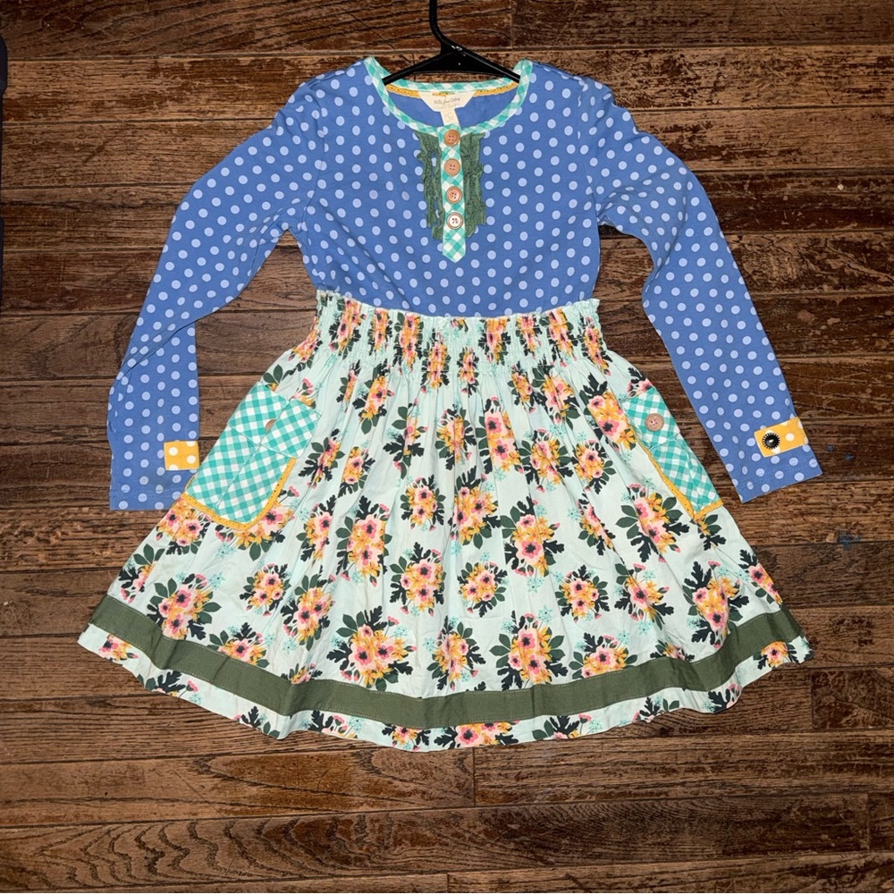 Matilda Jane Blue Polka Dot and Floral Dress SZ 6